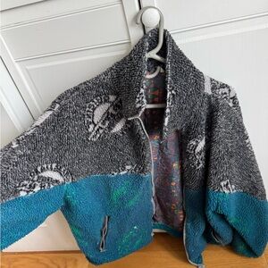 Gray and Teal Fleece Jacket